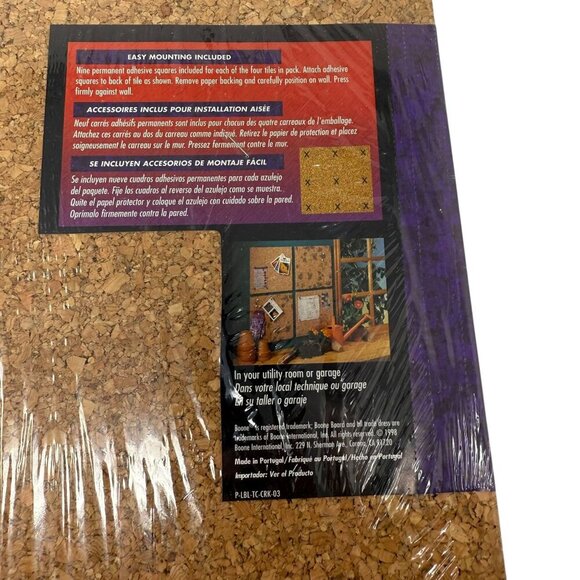 Cork Tiles 4-Pack 12" X 12" Natural Easy Mounting Office Utility Use - Picture 3 of 5